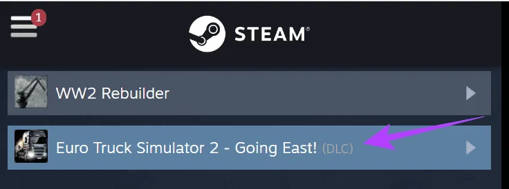 Seleziona DLC nella pagina di supporto