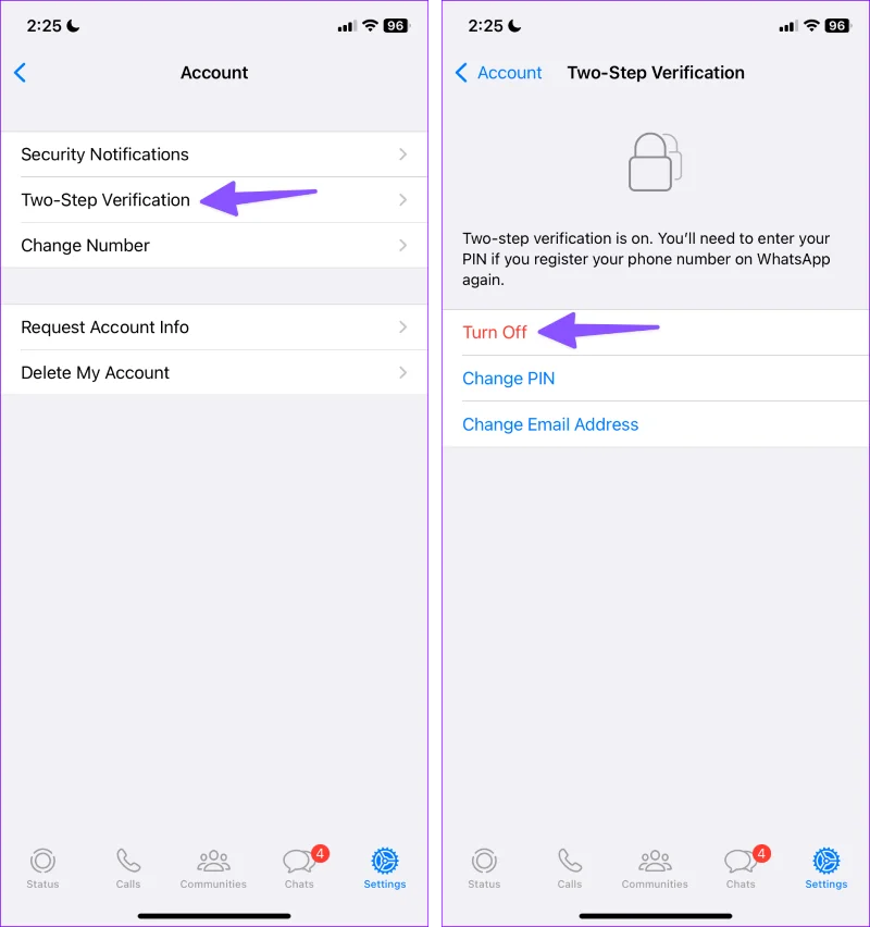 Come rimuovere il PIN della verifica in due passaggi su WhatsApp