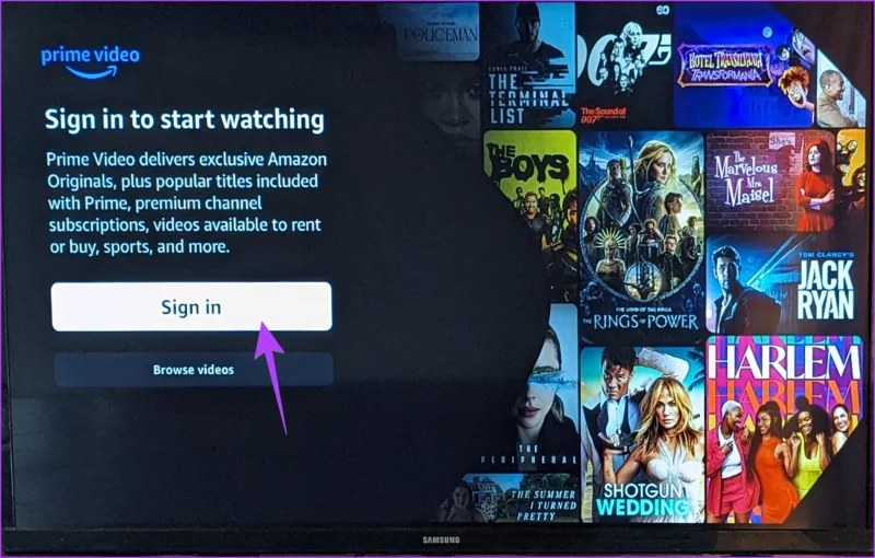 Écran de connexion Prime Video