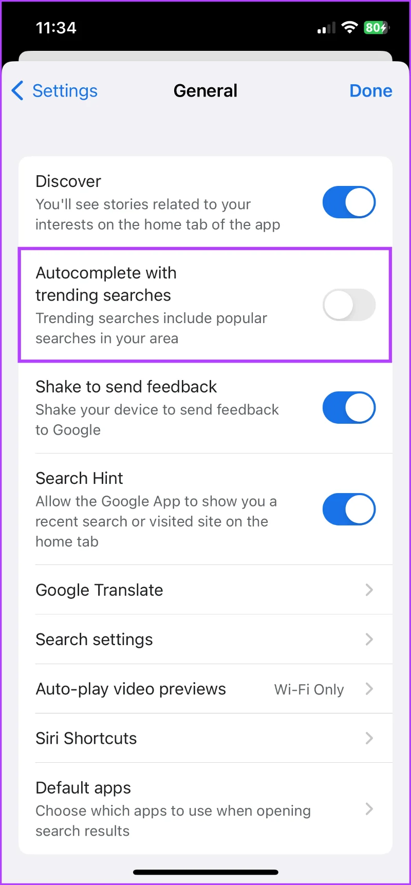Come disattivare le ricerche di tendenza nell'app Google e nel browser