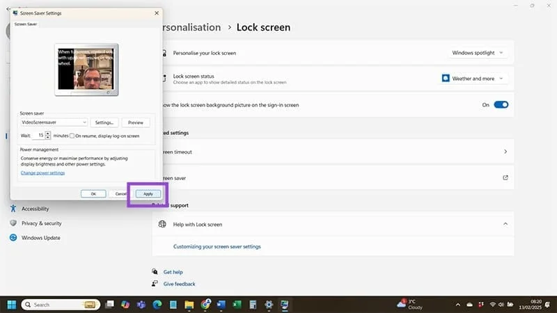 Cómo establecer un video como protector de pantalla en Windows 11