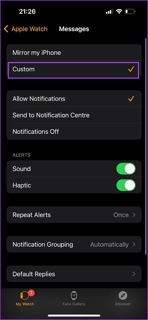 Comment désactiver les accusés de lecture pour Apple Watch uniquement