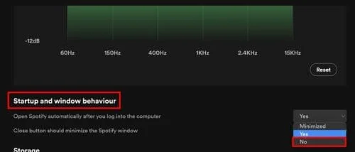 Spotify: 자동 시작 비활성화