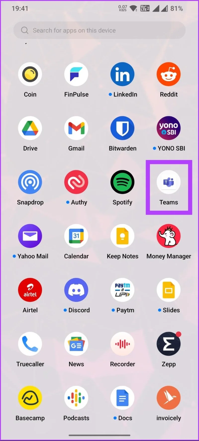 Profil sur Android