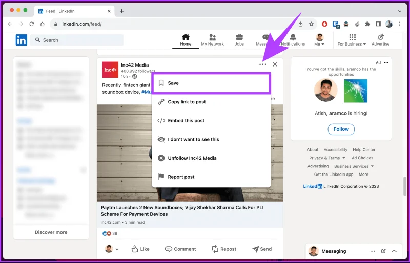 Comment trouver des publications et des emplois enregistrés sur LinkedIn