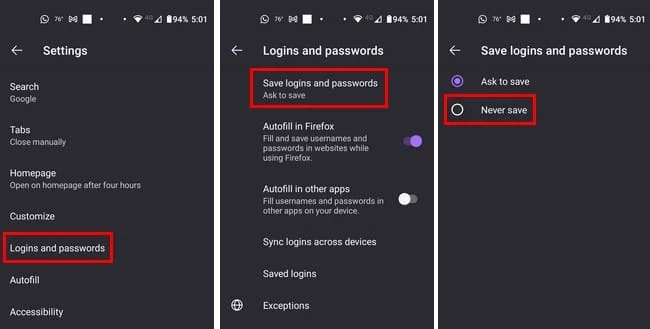 Firefoxの自動入力から保存された情報を削除する方法