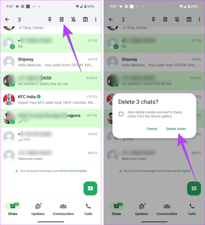 Come eliminare più o tutte le chat e i messaggi su WhatsApp