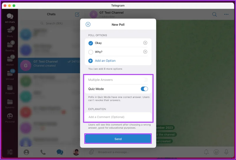Come creare un sondaggio in Telegram su desktop e dispositivi mobili