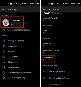Edge pentru Android: Adăugați detalii despre cardul de credit pentru completare automată