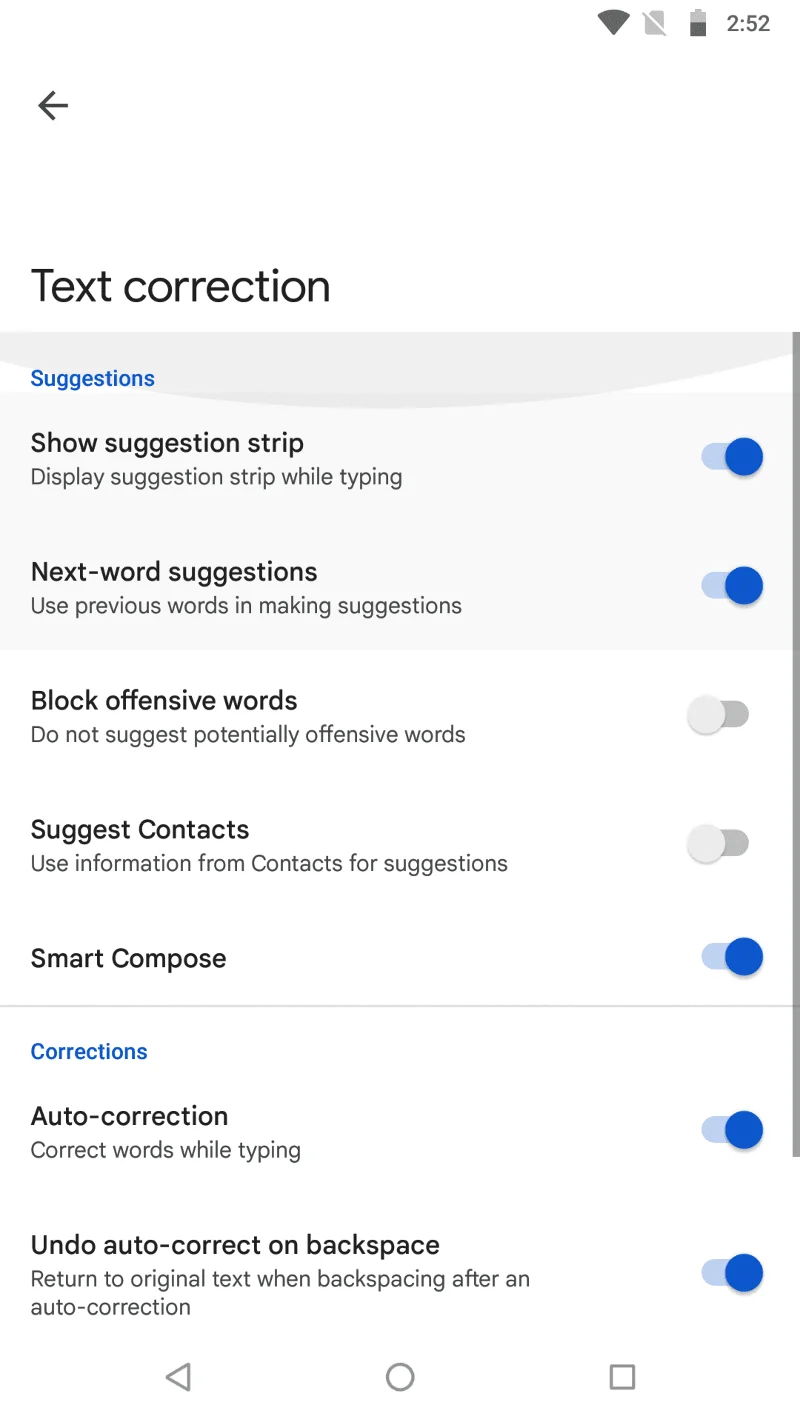 Android: 自動修正を簡単に無効にする方法
