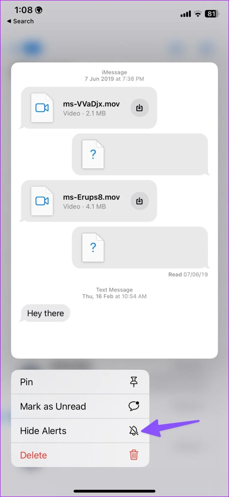 Cosa significa Nascondi avvisi nei messaggi