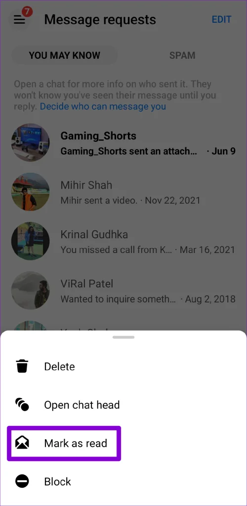 Les 7 meilleures façons de corriger la notification Facebook Messenger ne disparaîtront pas