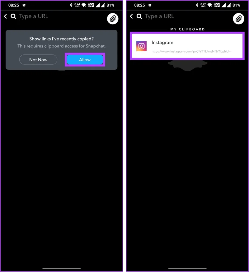 Comment partager une publication Instagram sur une histoire Snapchat