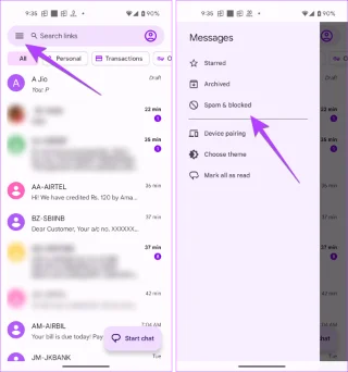 Geblokkeerde berichten bekijken en ophalen op Android (inclusief Samsung)