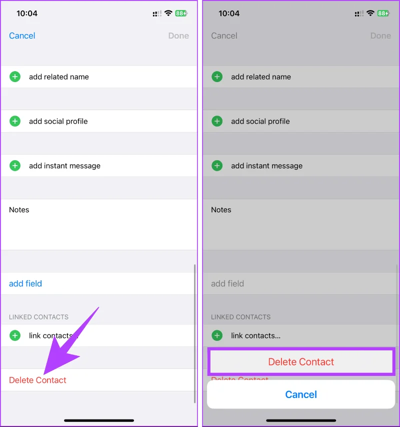 Contacten bewerken op iOS
