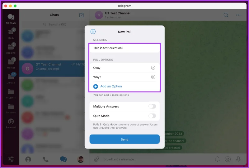 Come creare un sondaggio in Telegram su desktop e dispositivi mobili