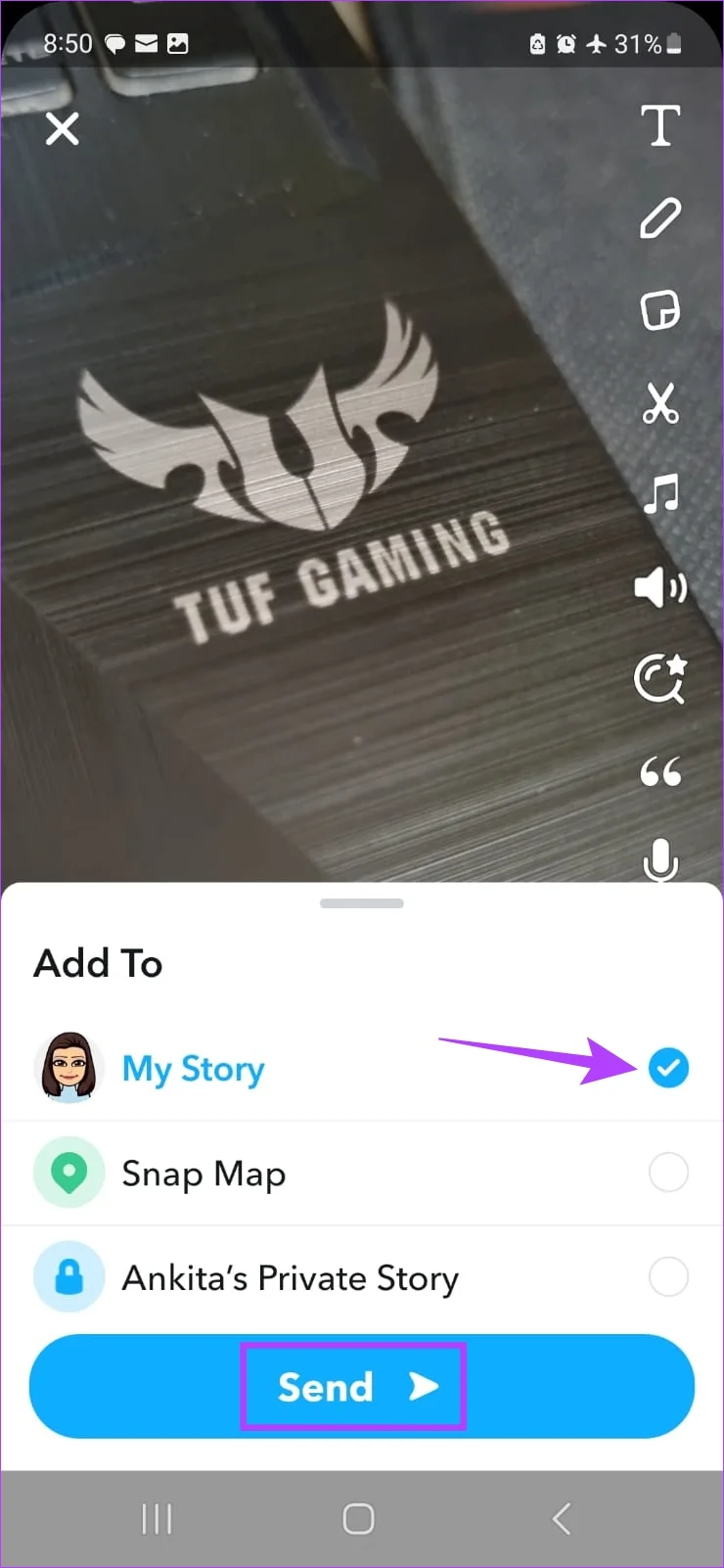 Comment ajouter des photos de pellicule à l'histoire de Snapchat
