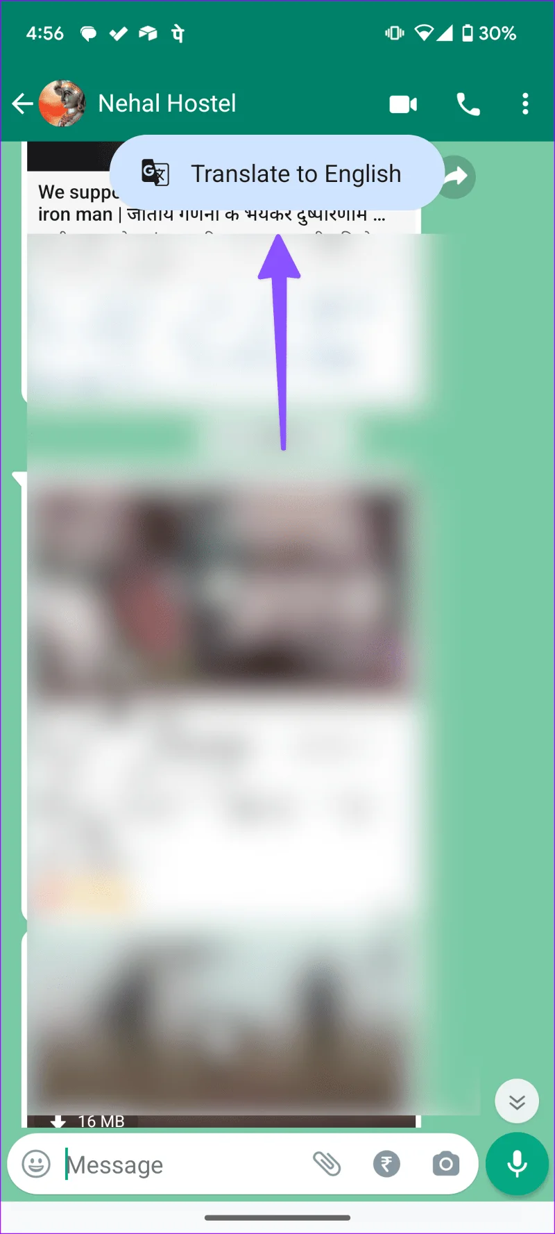 Désactiver Google Translate sur WhatsApp