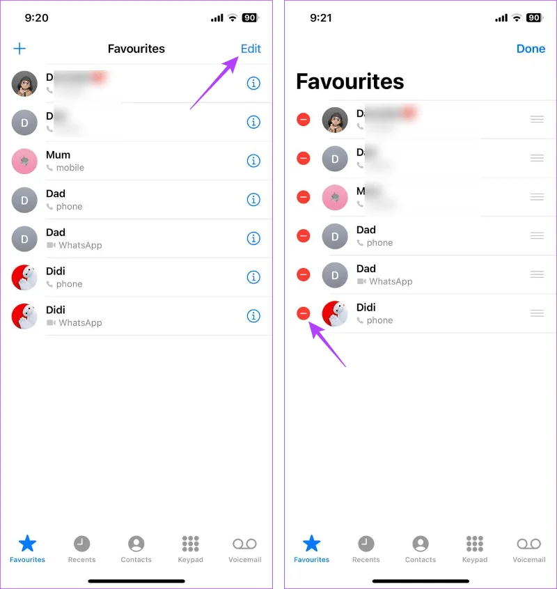 Cómo agregar o eliminar contactos de favoritos en iPhone