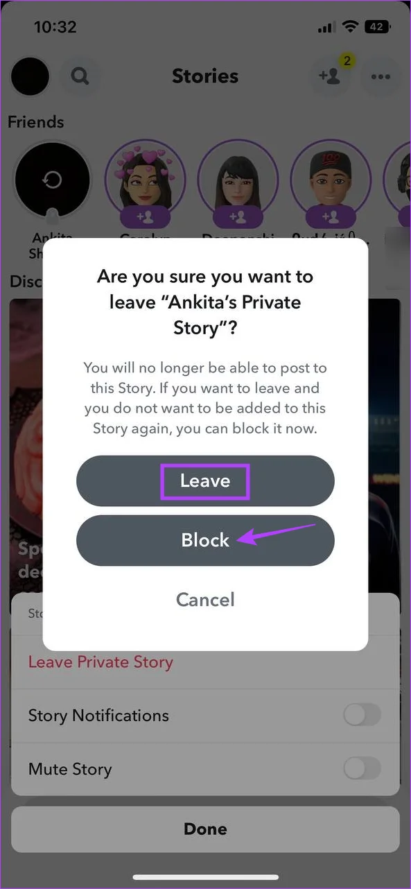 Puoi rimuoverti da una storia privata su Snapchat