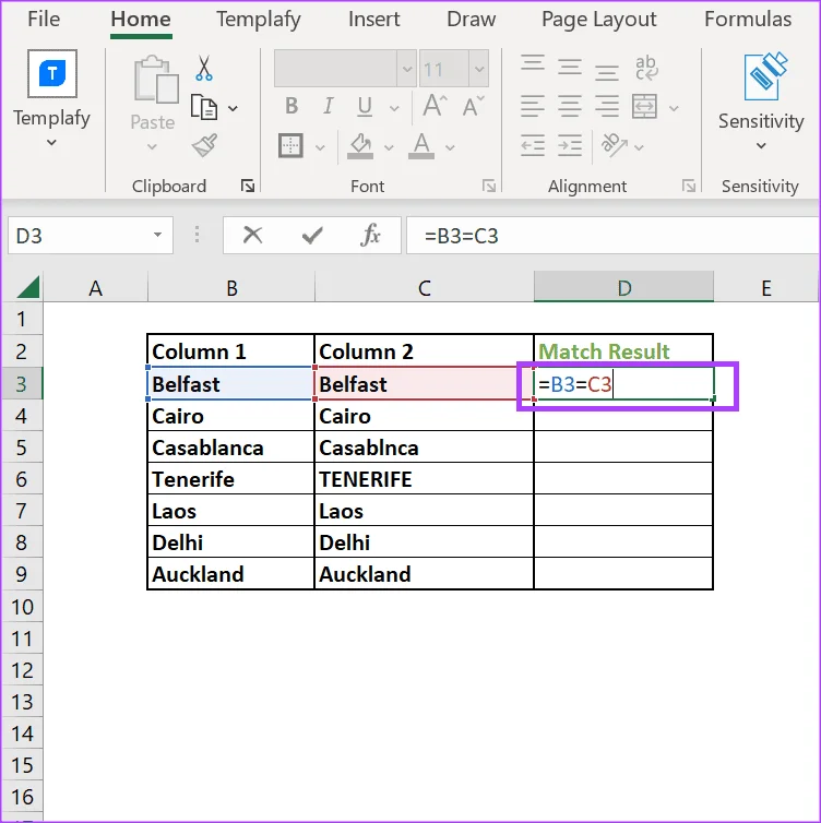 3 طرق لمقارنة الأعمدة في Excel للمطابقات