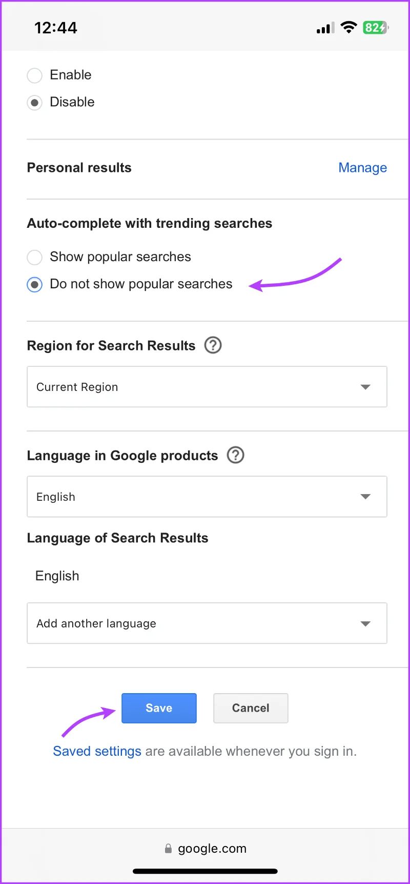 Come disattivare le ricerche di tendenza nell'app Google e nel browser