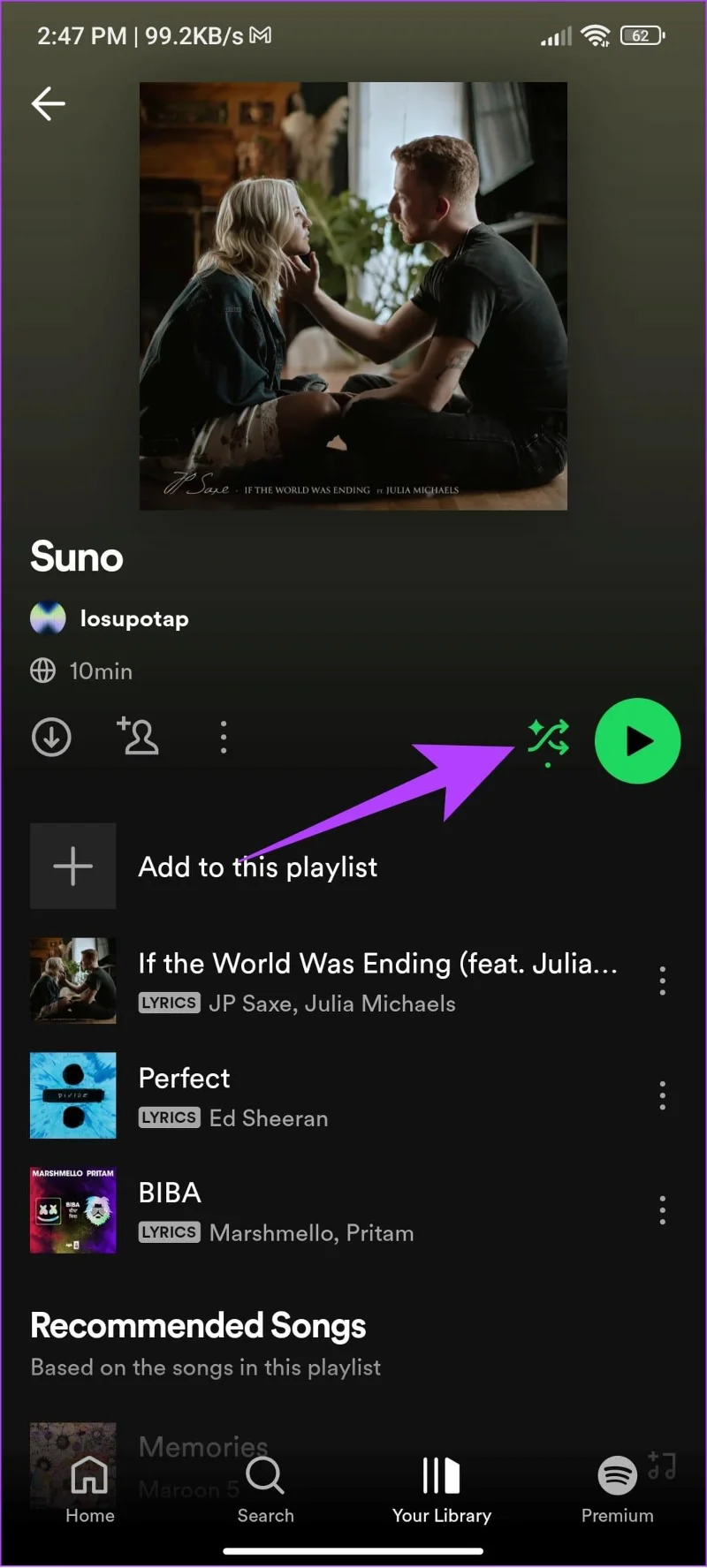 Come impedire a Spotify di aggiungere brani alla playlist
