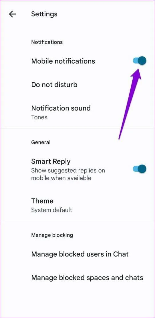 6 correzioni quando le notifiche dell'app Google Chat non funzionano