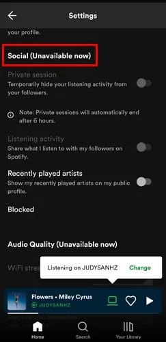 Wyłącz aktywność słuchania na Spotify