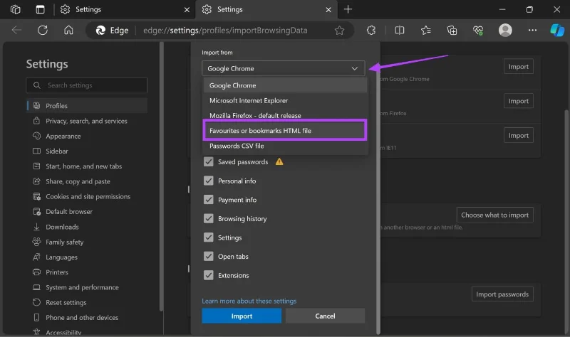 Hoe Microsoft Edge-favorieten of bladwijzers over te zetten op Windows