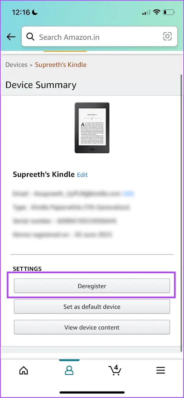Come cambiare account Amazon su Kindle