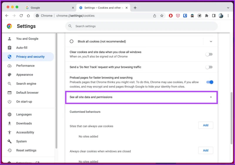 วิธีล้างคุกกี้และแคชใน Chrome สำหรับไซต์เดียว