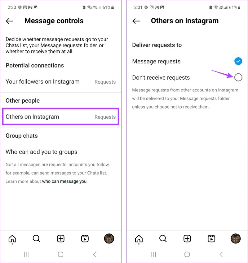 Comment arrêter de recevoir des messages directs sur Instagram sans blocage
