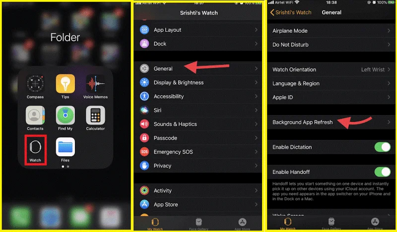 App in background Apple Watch
