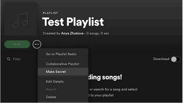 Spotify'da Gizli Çalma Listesi Nasıl Oluşturulur