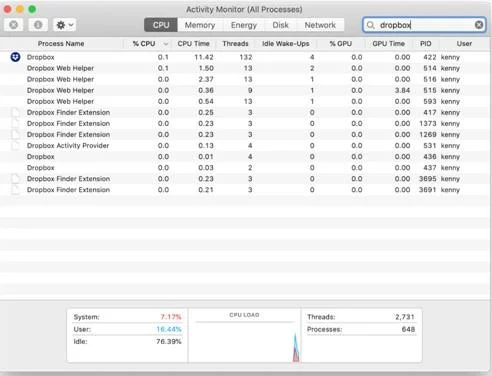 Как полностью удалить Dropbox с Mac