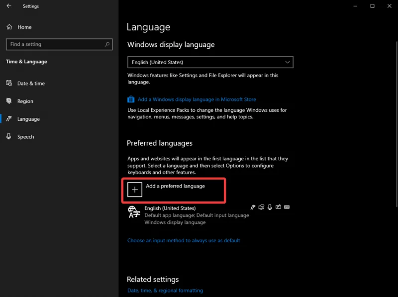 Как установить языковой пакет в Windows 10