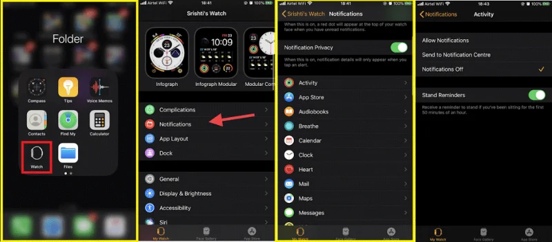 Gestire le notifiche Apple Watch
