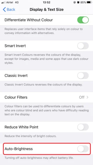 Bagaimana Cara Menonaktifkan Kecerahan Otomatis Di iOS13?