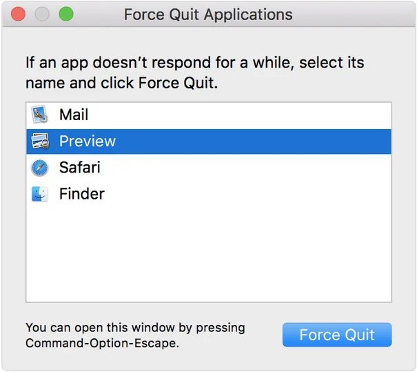 Mac'te Kontrol+Alt+Delete ve Uygulamaları Çıkmaya Zorlama