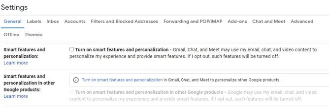 Cum să dezactivezi funcțiile inteligente ale Gmail și să previi urmărirea?