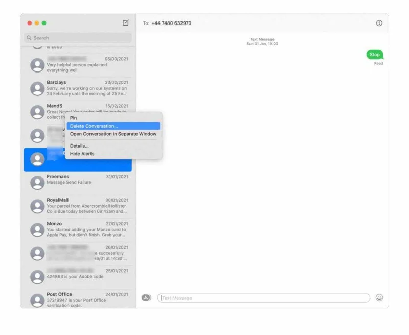 Cum să ștergeți mesajele text pe Mac
