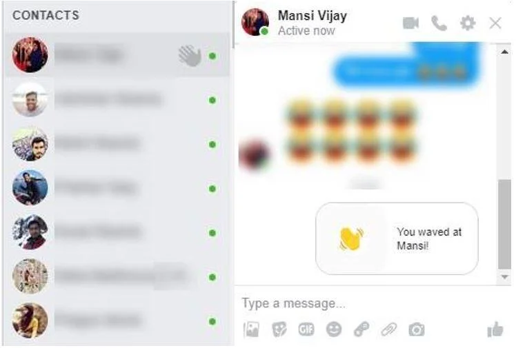 วิธีโบกมือบน Facebook Messenger, แอพ Facebook & เว็บไซต์