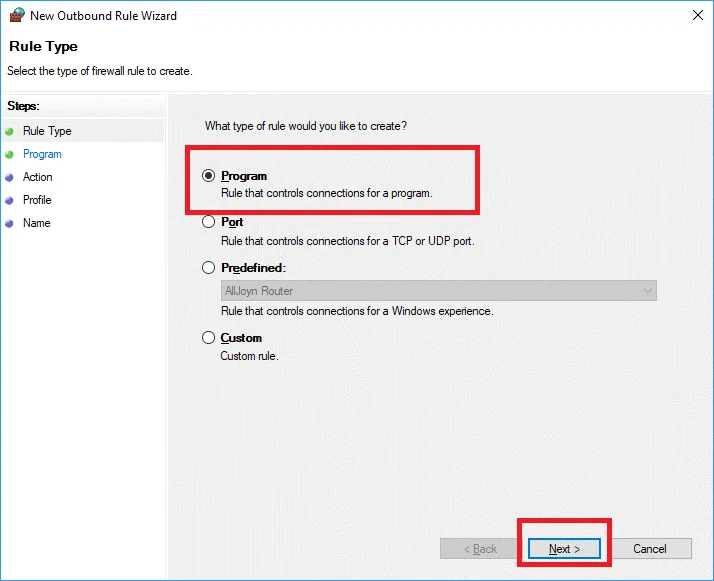 Блокировать доступ в Интернет для программы в Windows 10