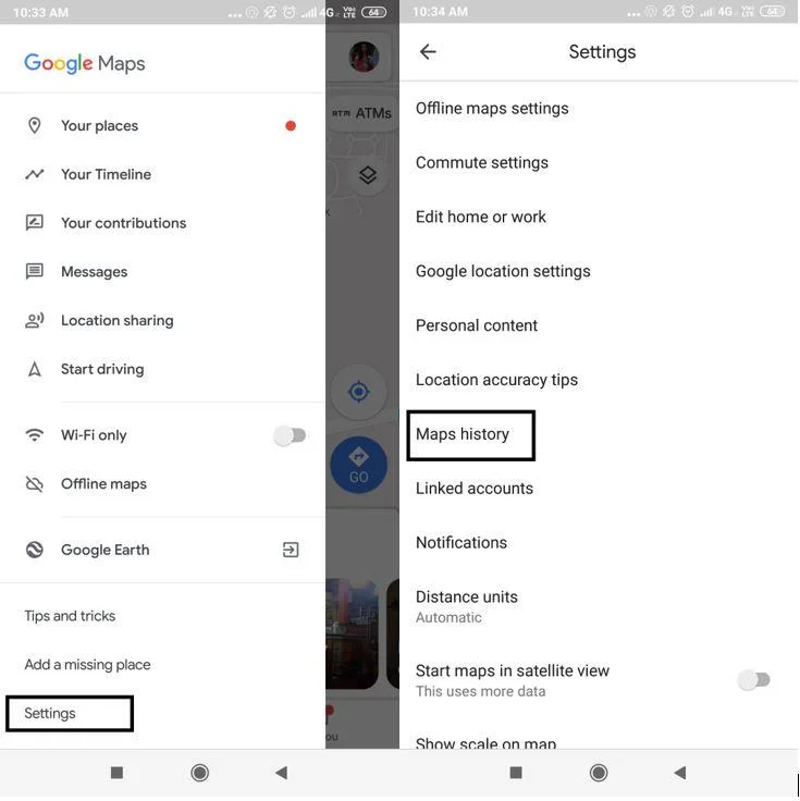 ¿Cómo eliminar el historial de Google Maps y habilitar el modo incógnito?