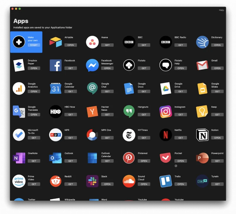 Flotato: obtenga aplicaciones web en su Mac
