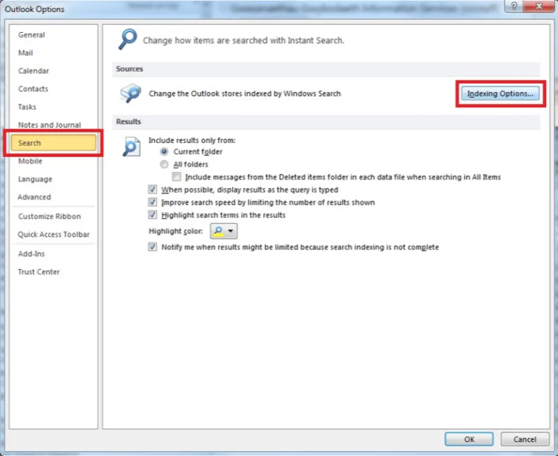 Comment résoudre le problème de recherche Outlook