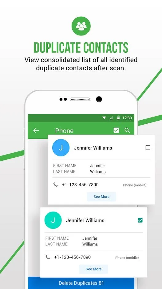 Administre sus contactos en el teléfono con el fijador de contactos duplicados