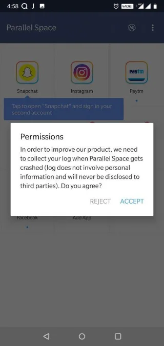 ¿Cómo ejecutar dos cuentas de Snapchat en un Android?