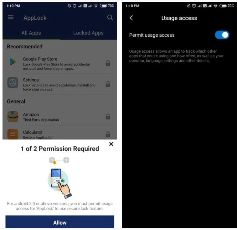 Accorder les autorisations pour App Lock